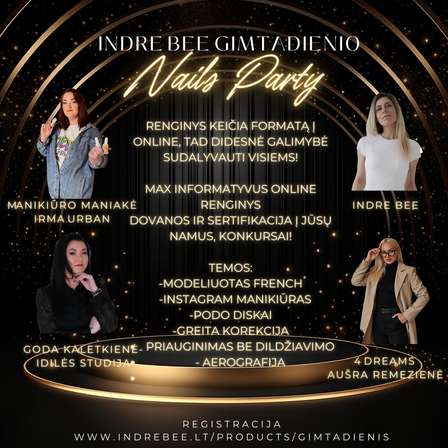 NAILS PARTY - INDRE BEE GIMTADIENIO NAGŲ ONLINE SEMINARAS